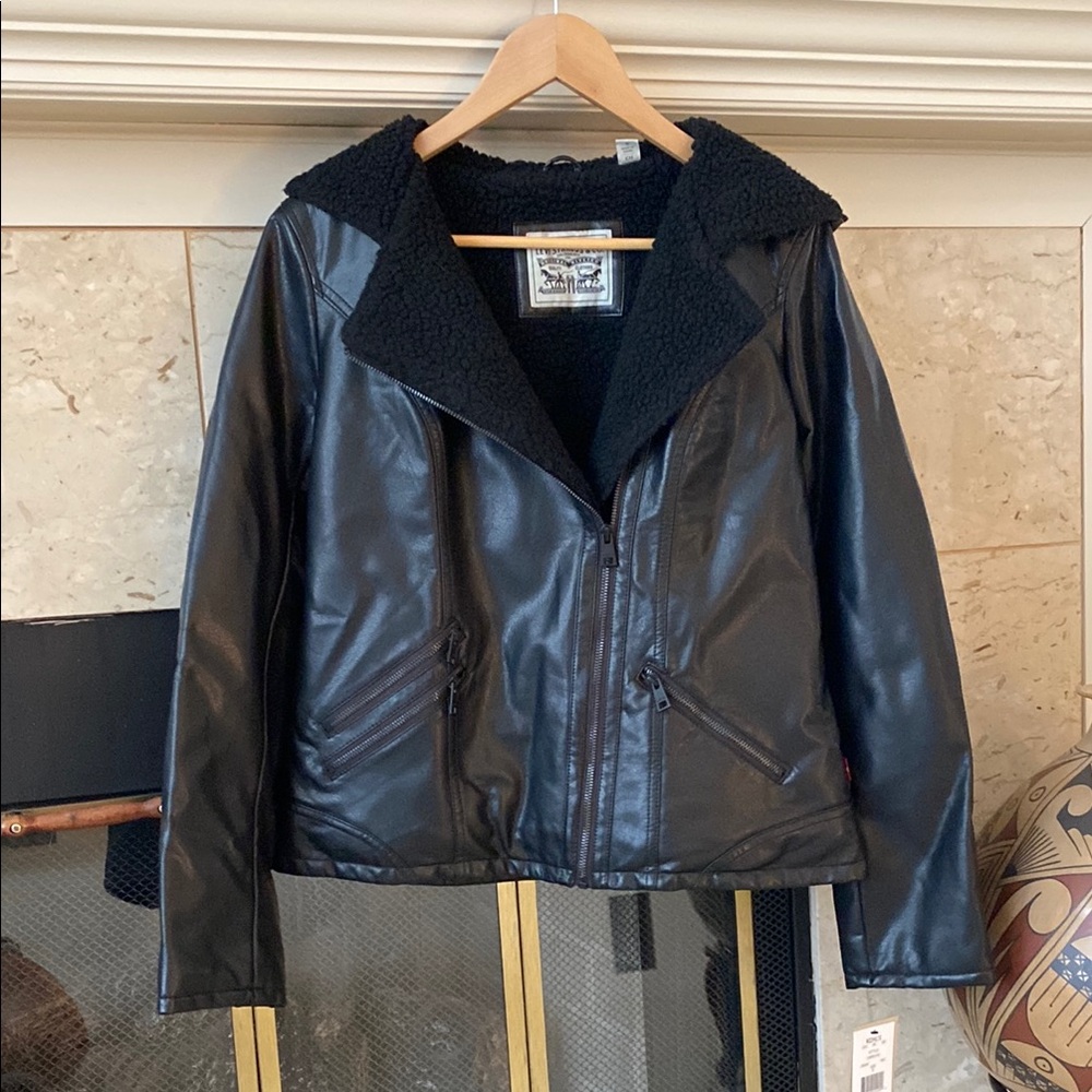 LEVI’S Black Fleece-Lined Faux Leather Jacket
